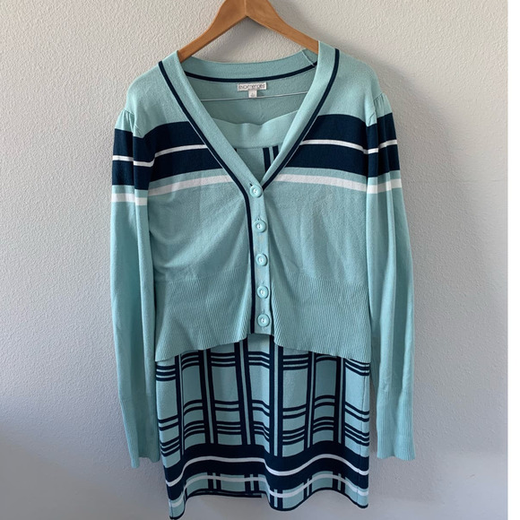 EVA MENDES Collection Set Cardigan + Skirt In Blue - Picture 1 of 10